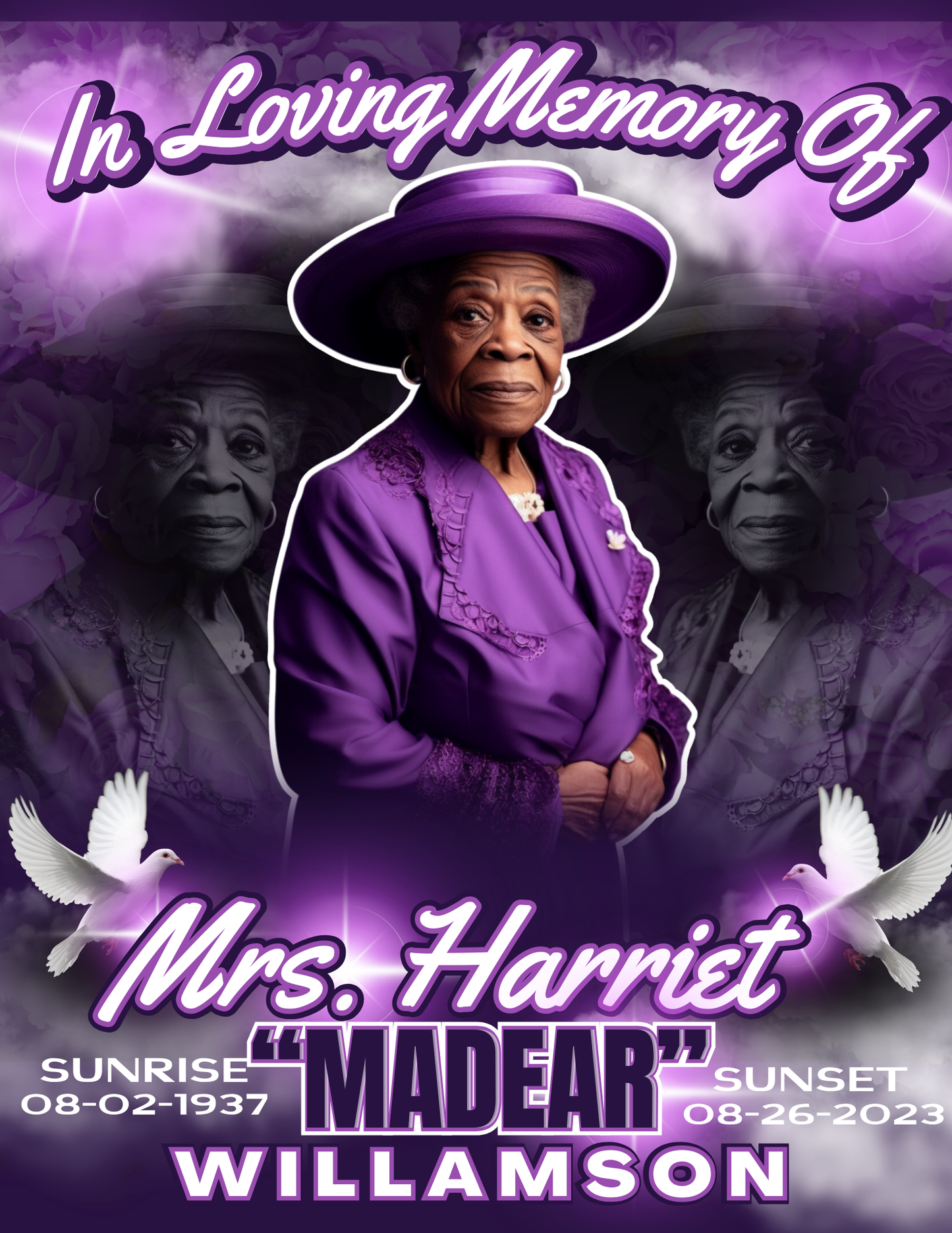 Editable Purple Memorial Design